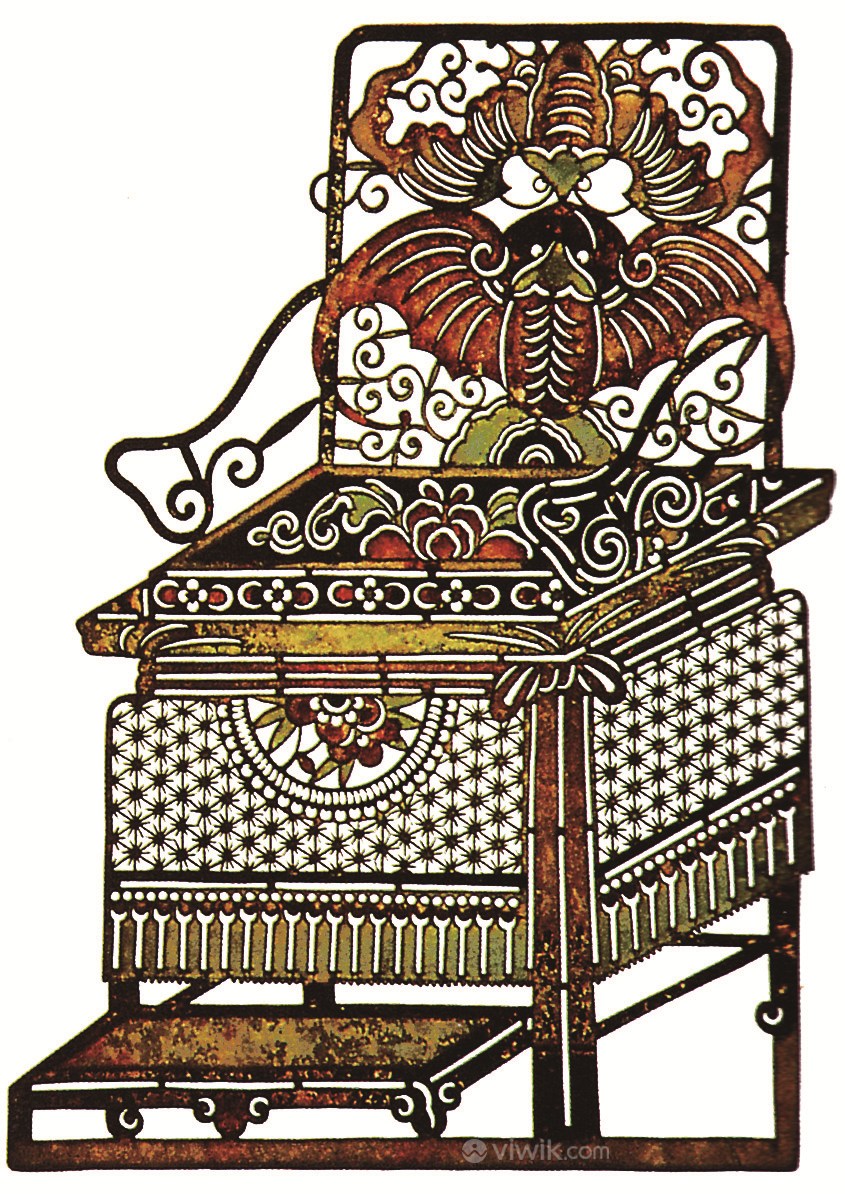 复杂花纹花式古旧椅子皮影戏中国风图片