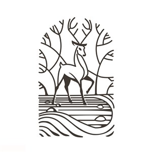 樹林鹿標志圖標酒店旅游矢量logo素材