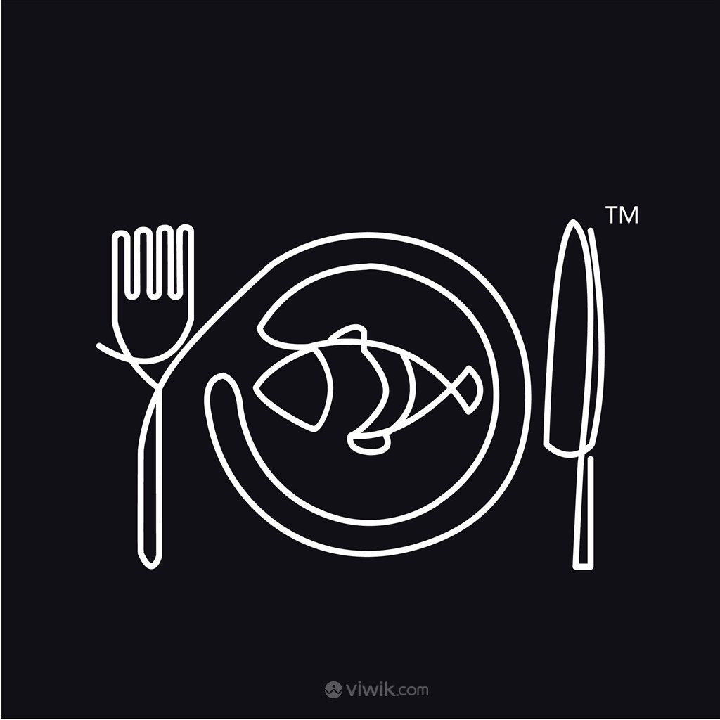 刀叉餐盘鱼标志图标餐饮食品矢量logo