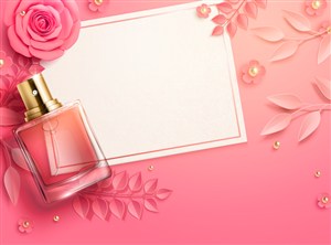 唯美粉色香水品牌广告海报模板
