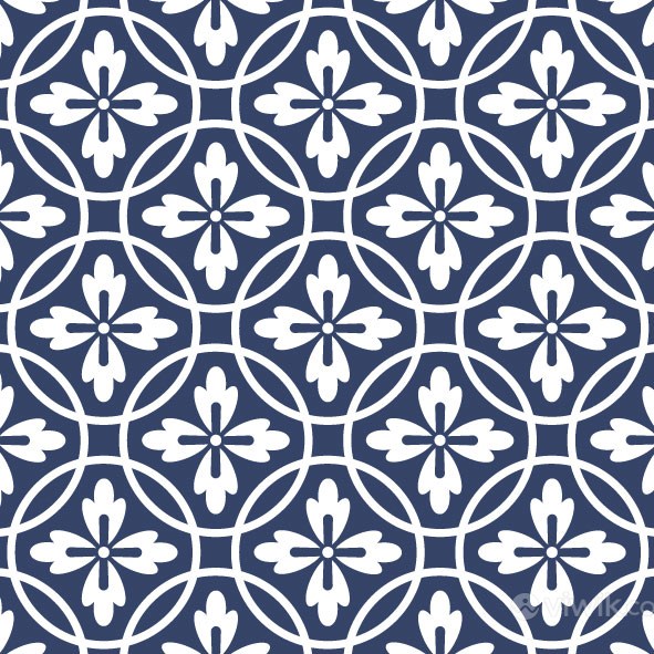 中式传统蓝底白花花纹背景图案矢量素材