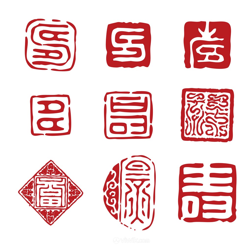 8种矢量中国风古典印章元素