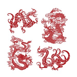 中國風吉祥圖案龍紋矢量素材