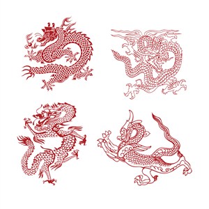 4种中国风龙纹吉祥图案矢量素材