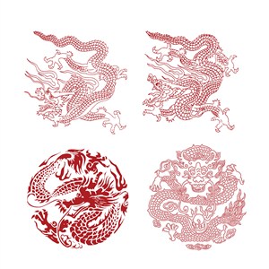  精美中国风龙纹吉祥图案图腾矢量素材