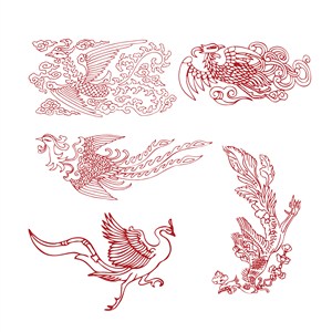 5种中国风吉祥鸟凤凰矢量素材