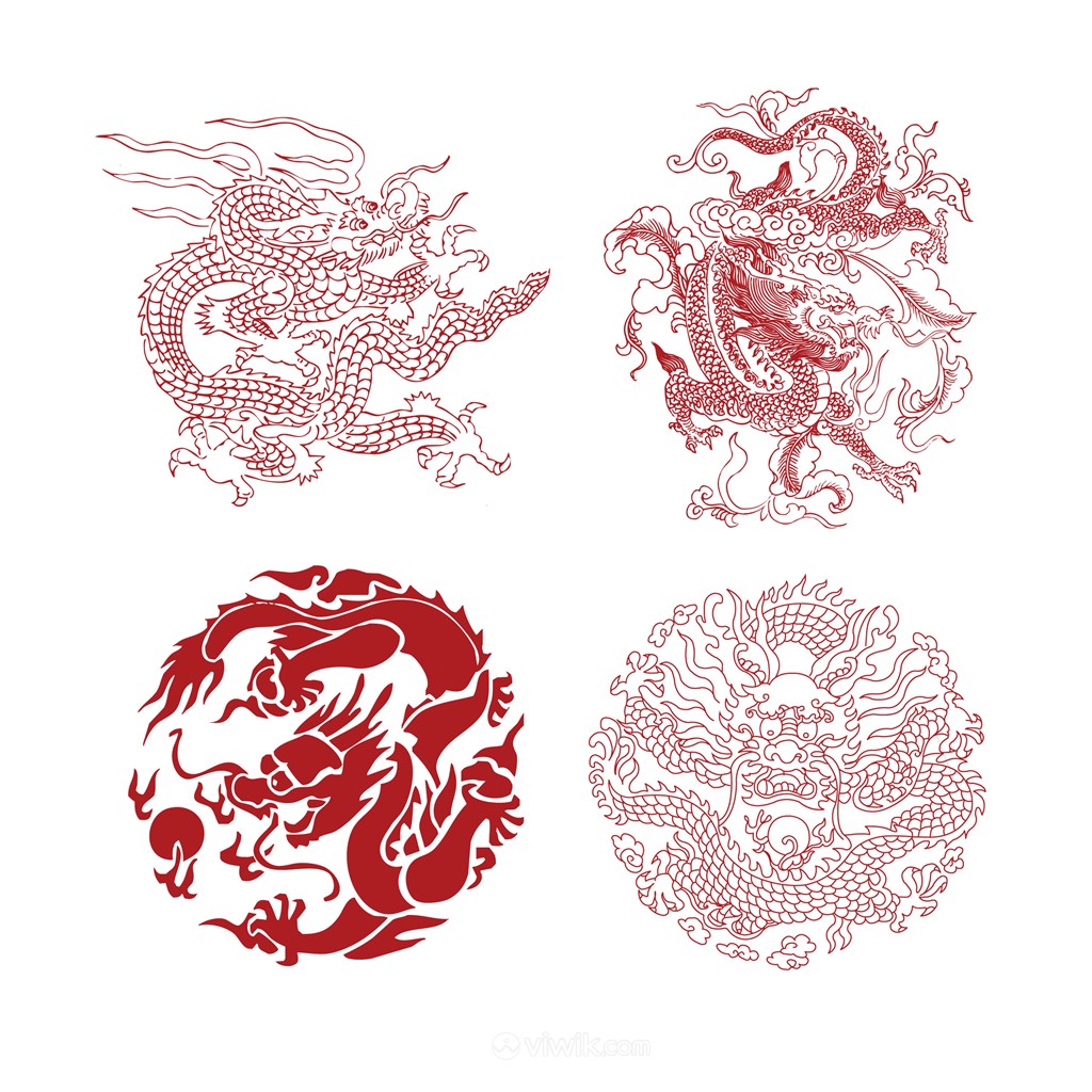 古典中式龙纹吉祥图案矢量素材