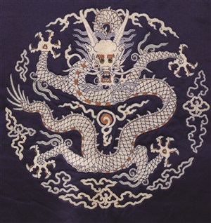 白色蛟龙古代龙凤刺绣中国风图片