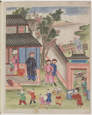 古代农民儿童制茶茶艺场景绘画图片