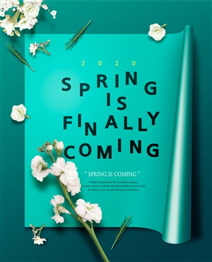 清新绿色春季促销广告海报模板