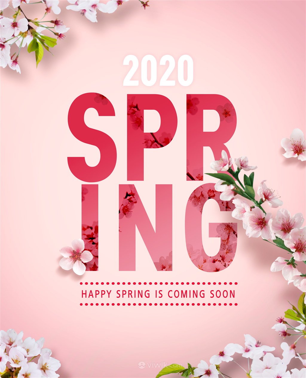 粉色桃花樱花春季促销广告海报模板