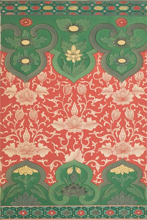 红色花朵绿色呃葫芦造型中式传统纹样集锦中国风图片