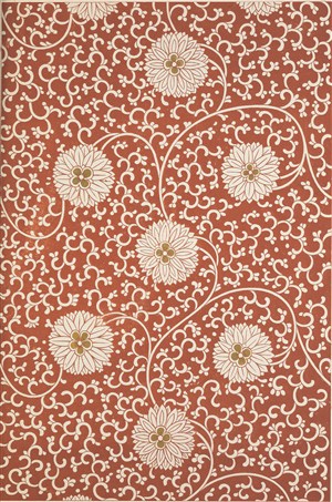橙红色背景白色花绘菊花中式传统纹样集锦中国风图片