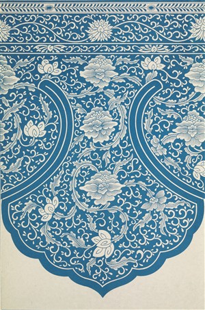 细致工笔画蓝色花绘中式传统纹样集锦中国风图片