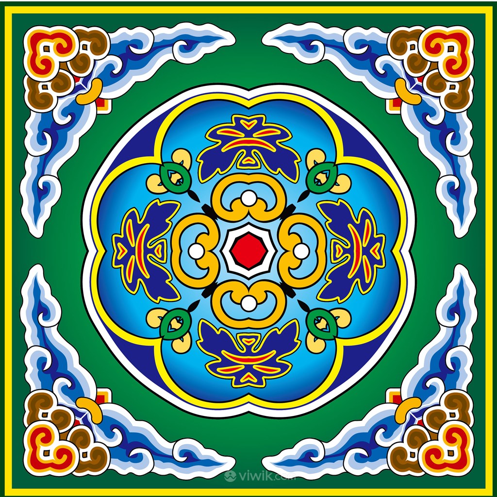 传统纹样古典花纹中国风雕梁画栋复古花纹矢量素材