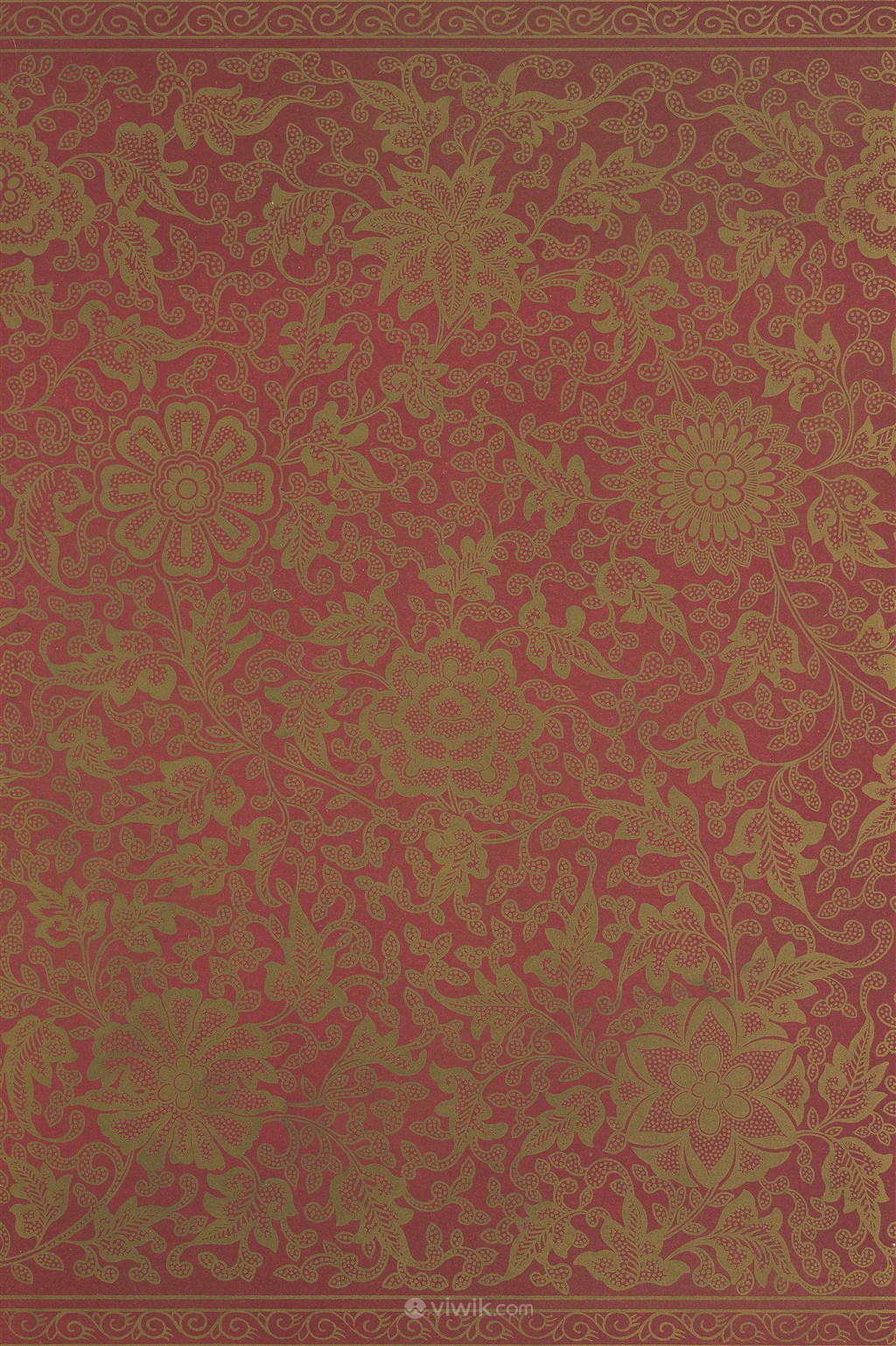 红棕色背景土黄色花绘中式传统纹样集锦中国风图片