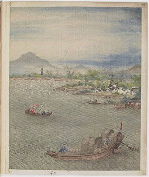 船运古代制茶贸易场景绘画图片