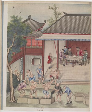 古代制茶贸易场景绘画图片