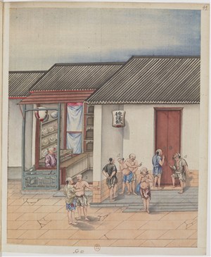 古代制茶招工贸易场景绘画图片