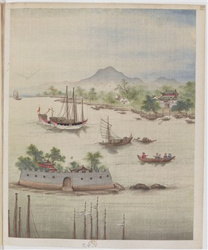古代制茶海上贸易场景绘画图片