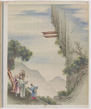 古代奇异怪木制茶贸易场景绘画图片