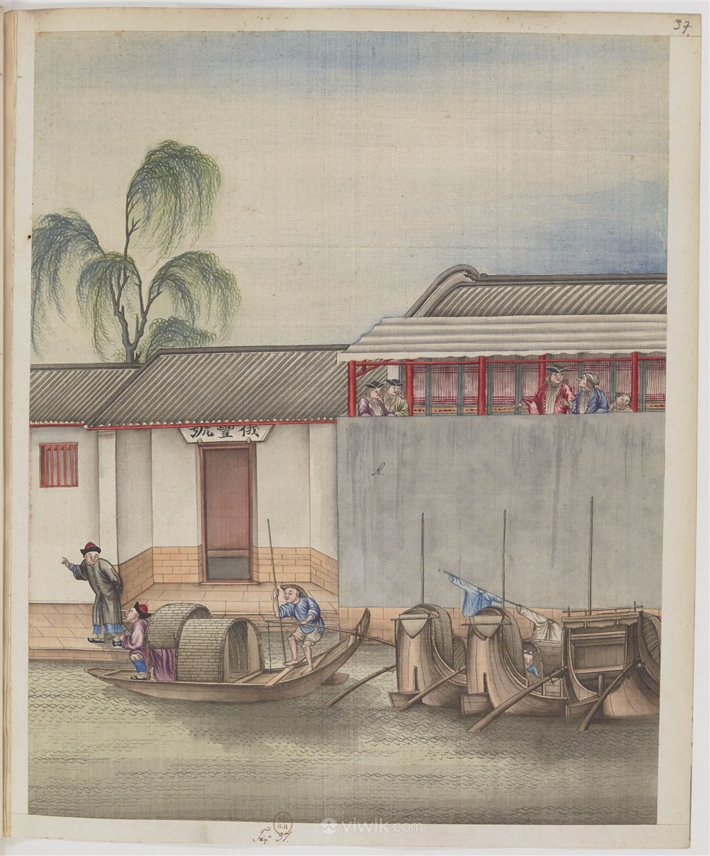 高清古代制茶贸易场景绘画图片