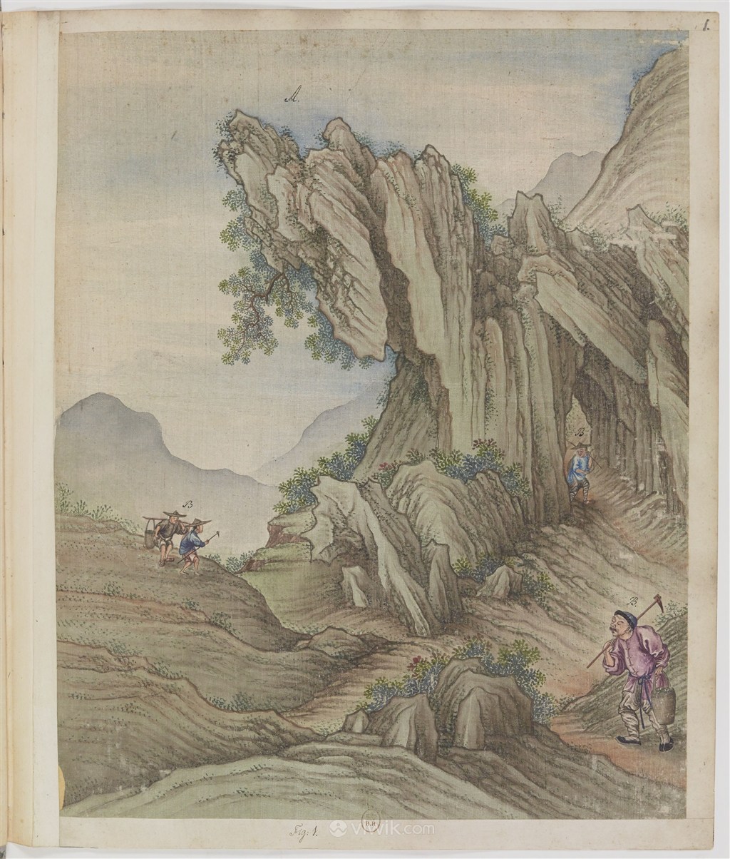 崎岖深山古代制茶贸易场景绘画图片