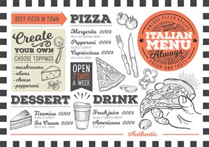 手绘意大利披萨菜单设计模板