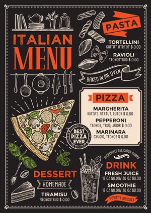 意大利披萨甜点菜单菜谱设计模板