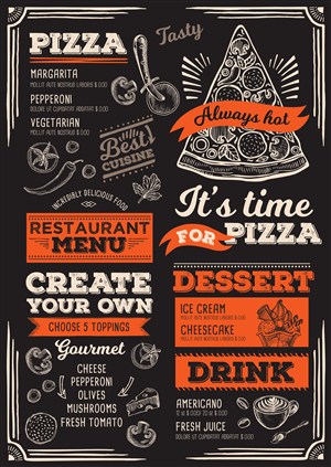 精美披萨甜点菜单餐谱设计模板