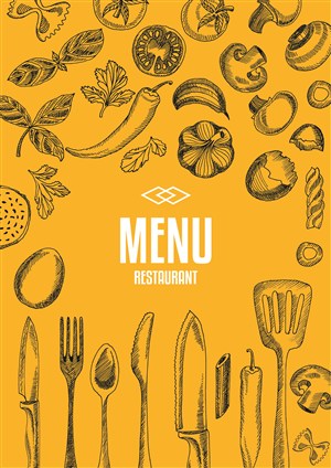 极简手绘风西餐餐厅封面菜单设计模板
