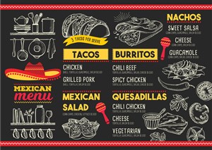 简约手绘风墨西哥餐厅菜单设计模板