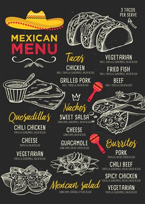墨西哥餐厅菜单设计模板