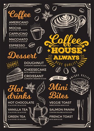 咖啡厅甜品店菜单设计模板