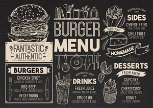西式快餐店汉堡包菜单设计模板