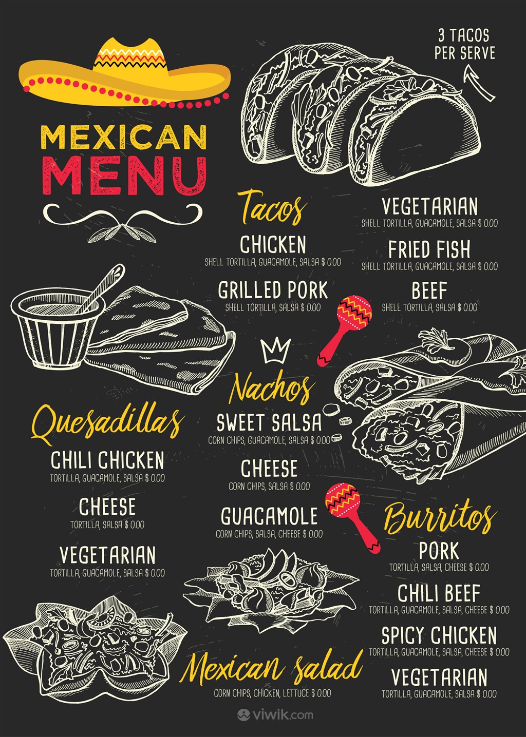 墨西哥餐厅菜单设计模板