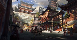 传统节日中国城内CG原画图片