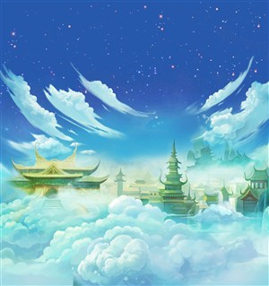 天宫云彩环境中国风CG原画绘画图片