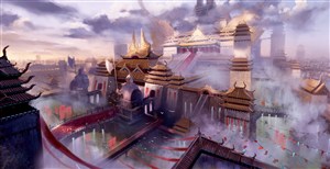 中国风节日出演的城市CG原画绘画图片