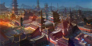 古风中国风CG原画城市绘画图片