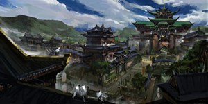 中国风CG古建筑城市原画绘画图片