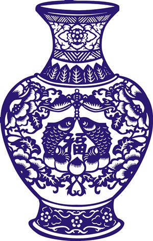 植物花卉双鱼吉祥花瓶瓷器国粹青花瓷中国风图片