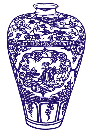 人物植物瓷器花瓶国粹青花瓷中国风图片