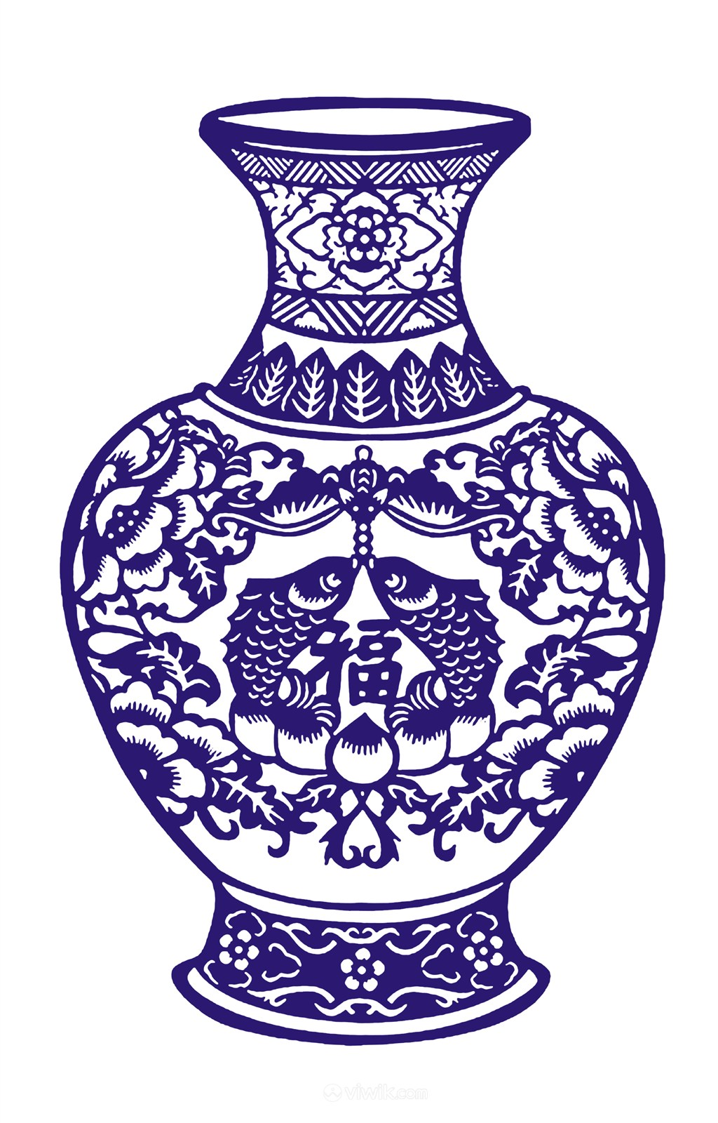 双鱼福字花瓶瓷器国粹青花瓷中国风图片