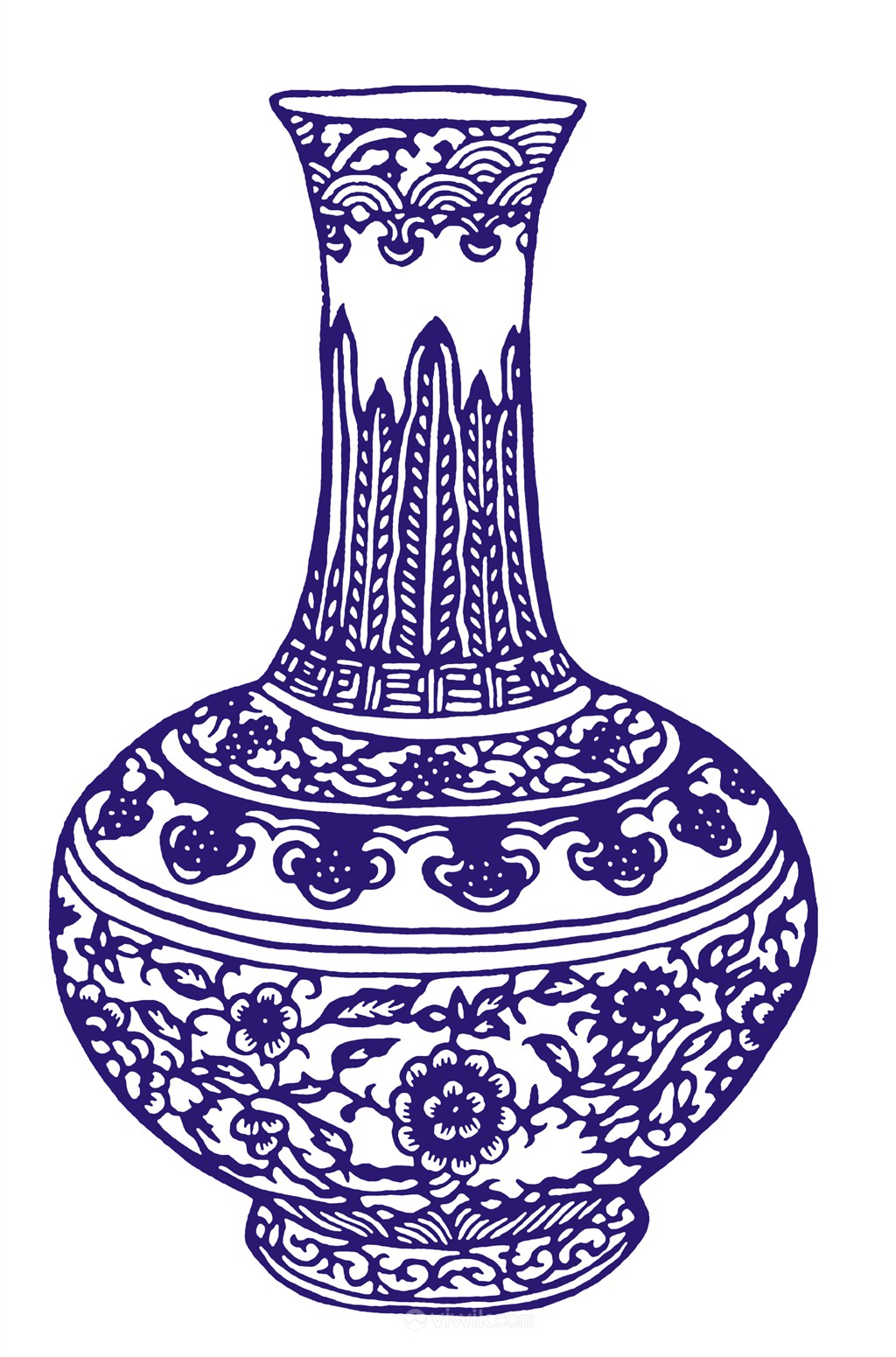 祥云传统图案梅花植物花瓶国粹青花瓷中国风图片
