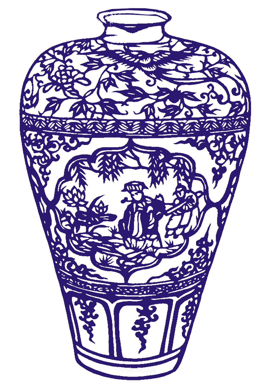 人物植物瓷器花瓶国粹青花瓷中国风图片