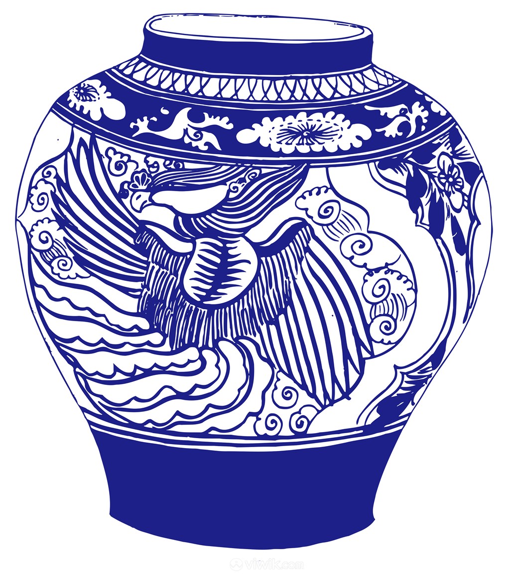 凤凰花瓶国粹青花瓷中国风图片
