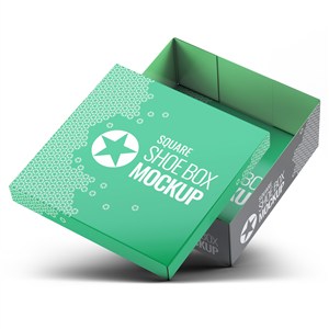 打开的绿色包装盒纸盒贴图样机