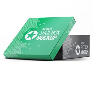 绿色包装盒纸盒鞋盒顶面侧面贴图样机