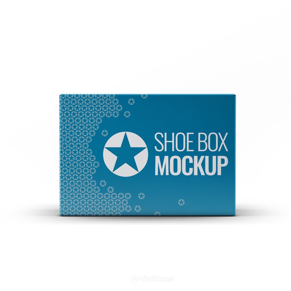 蓝色包装盒纸盒鞋盒贴图样机